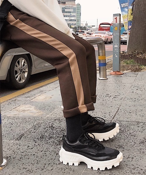 WESTBOY(ウエストボーイ)の「【WB ORIGINALS】 Mesh PU Leather Lace-Up Tank Sole Shoes WO21S303SH(スニーカー・メンズ・ホワイト/ブラック・42/43/40/41)」の11枚目の写真