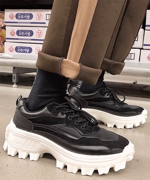 WESTBOY(ウエストボーイ)の「【WB ORIGINALS】 Mesh PU Leather Lace-Up Tank Sole Shoes WO21S303SH(スニーカー・メンズ・ホワイト/ブラック・42/43/40/41)」の12枚目の写真