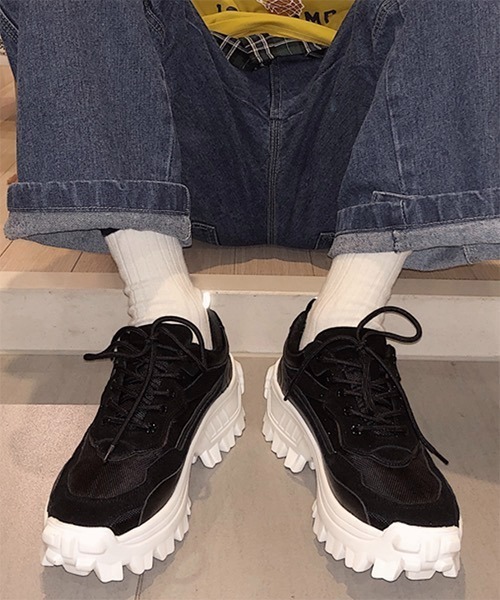 WESTBOY(ウエストボーイ)の「【WB ORIGINALS】 Mesh PU Leather Lace-Up Tank Sole Shoes WO21S303SH(スニーカー・メンズ・ホワイト/ブラック・42/43/40/41)」の14枚目の写真