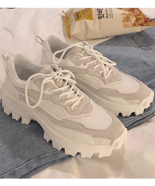WESTBOY(ウエストボーイ)の「【WB ORIGINALS】 Mesh PU Leather Lace-Up Tank Sole Shoes WO21S303SH(スニーカー・メンズ・ホワイト/ブラック・42/43/40/41)」の9枚目の写真