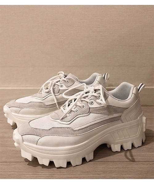 WESTBOY(ウエストボーイ)の「【WB ORIGINALS】 Mesh PU Leather Lace-Up Tank Sole Shoes WO21S303SH(スニーカー・メンズ・ホワイト/ブラック・42/43/40/41)」の10枚目の写真