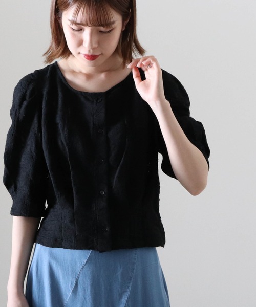 Cheek（チーク）の「ストレッチレース前あきブラウス（カーディガン/ボレロ・レディース・アイボリー/オフホワイト/ブラック・MEDIUM）」の18枚目の写真