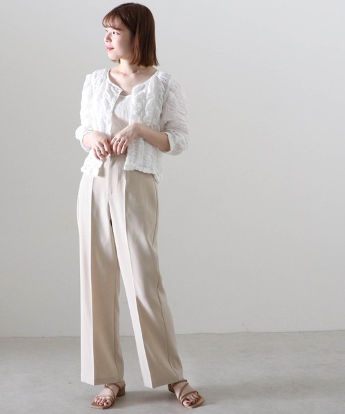 Cheek（チーク）の「ストレッチレース前あきブラウス（カーディガン/ボレロ・レディース・アイボリー/オフホワイト/ブラック・MEDIUM）」の6枚目の写真