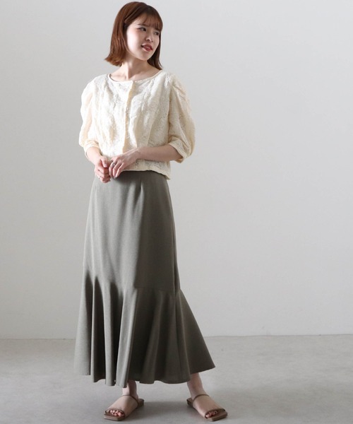 Cheek（チーク）の「ストレッチレース前あきブラウス（カーディガン/ボレロ・レディース・アイボリー/オフホワイト/ブラック・MEDIUM）」の12枚目の写真