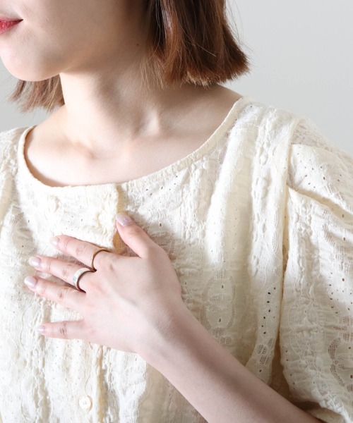 Cheek（チーク）の「ストレッチレース前あきブラウス（カーディガン/ボレロ・レディース・アイボリー/オフホワイト/ブラック・MEDIUM）」の14枚目の写真