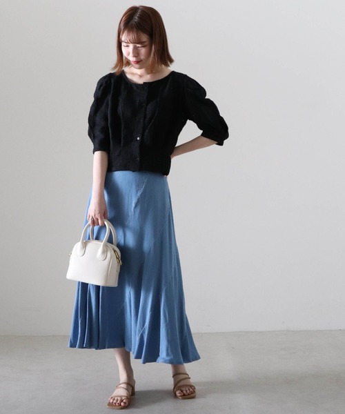 Cheek（チーク）の「ストレッチレース前あきブラウス（カーディガン/ボレロ・レディース・アイボリー/オフホワイト/ブラック・MEDIUM）」の17枚目の写真