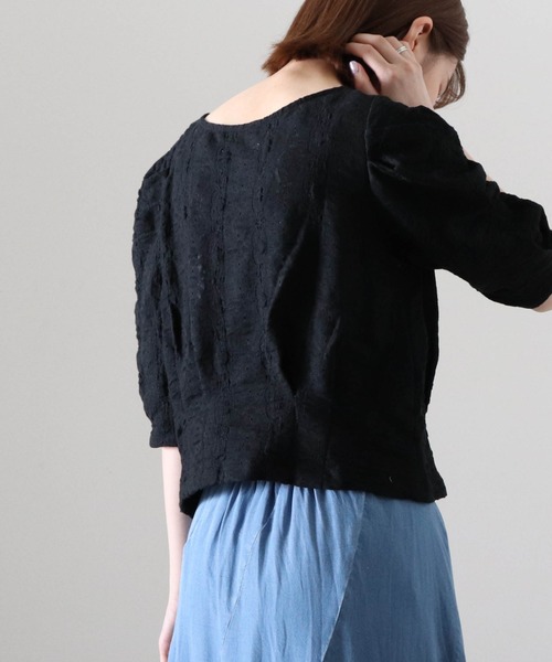 Cheek（チーク）の「ストレッチレース前あきブラウス（カーディガン/ボレロ・レディース・アイボリー/オフホワイト/ブラック・MEDIUM）」の20枚目の写真