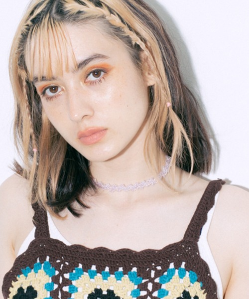 X-girl（エックスガール）の「BEADED CHOKER（チョーカー・レディース・ブラウン/ピンク/ライトパープル・ONE SIZE）」の2枚目の写真