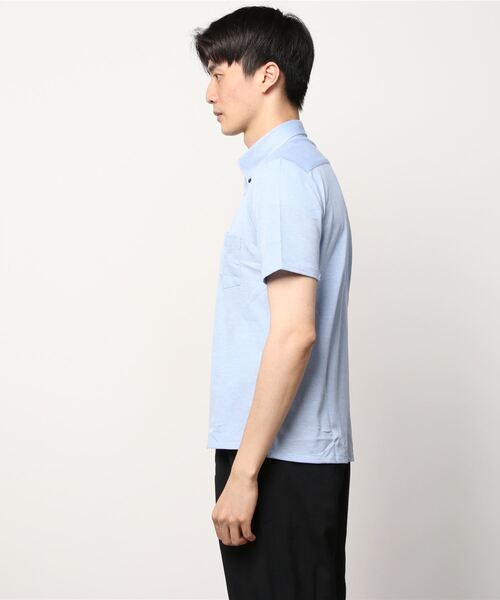 Perfect Suit FActory（パーフェクトスーツファクトリー）の「【接触冷感】ポケット付き　鹿の子ポロシャツ　グレー/サックス/ラベンダー（ポロシャツ・メンズ・サックスブルー/ライトグレー/パープル・S/M/LL/L）」の7枚目の写真