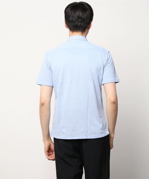 Perfect Suit FActory（パーフェクトスーツファクトリー）の「【接触冷感】ポケット付き　鹿の子ポロシャツ　グレー/サックス/ラベンダー（ポロシャツ・メンズ・サックスブルー/ライトグレー/パープル・S/M/LL/L）」の8枚目の写真