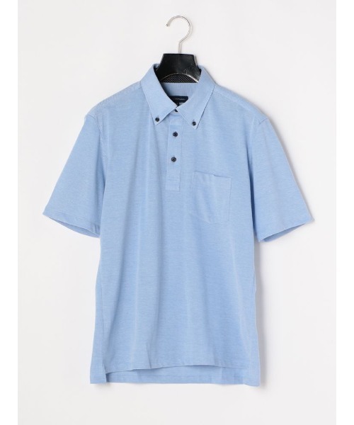 Perfect Suit FActory（パーフェクトスーツファクトリー）の「【接触冷感】ポケット付き　鹿の子ポロシャツ　グレー/サックス/ラベンダー（ポロシャツ・メンズ・サックスブルー/ライトグレー/パープル・S/M/LL/L）」の2枚目の写真