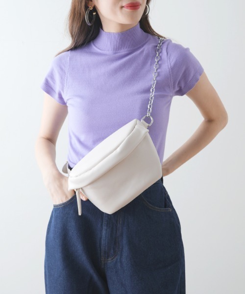 Futier land(フューティアランド)の「マシュマロタッチサマーニットトップス(Tシャツ/カットソー・レディース・ホワイト/ブラック/パープル/グリーン系その他/サーモンピンク/ピンク系その他/ライトブルー/グレイッシュベージュ/モカ/グリーン/ワインレッド/オリーブ・SMALL/MEDIUM/LARGE/X-LARGE)」の9枚目の写真