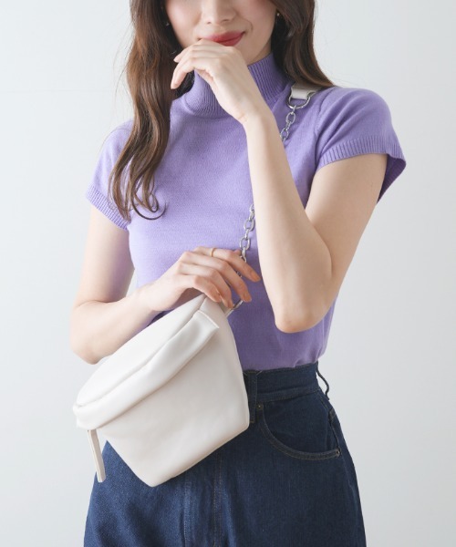 Futier land(フューティアランド)の「マシュマロタッチサマーニットトップス(Tシャツ/カットソー・レディース・ホワイト/ブラック/パープル/グリーン系その他/サーモンピンク/ピンク系その他/ライトブルー/グレイッシュベージュ/モカ/グリーン/ワインレッド/オリーブ・SMALL/MEDIUM/LARGE/X-LARGE)」の22枚目の写真