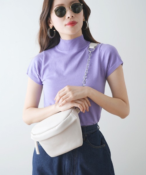 Futier land(フューティアランド)の「マシュマロタッチサマーニットトップス(Tシャツ/カットソー・レディース・ホワイト/ブラック/パープル/グリーン系その他/サーモンピンク/ピンク系その他/ライトブルー/グレイッシュベージュ/モカ/グリーン/ワインレッド/オリーブ・SMALL/MEDIUM/LARGE/X-LARGE)」の15枚目の写真