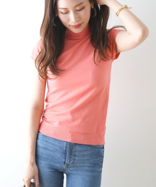 Futier land(フューティアランド)の「マシュマロタッチサマーニットトップス(Tシャツ/カットソー・レディース・ホワイト/ブラック/パープル/グリーン系その他/サーモンピンク/ピンク系その他/ライトブルー/グレイッシュベージュ/モカ/グリーン/ワインレッド/オリーブ・SMALL/MEDIUM/LARGE/X-LARGE)」の16枚目の写真