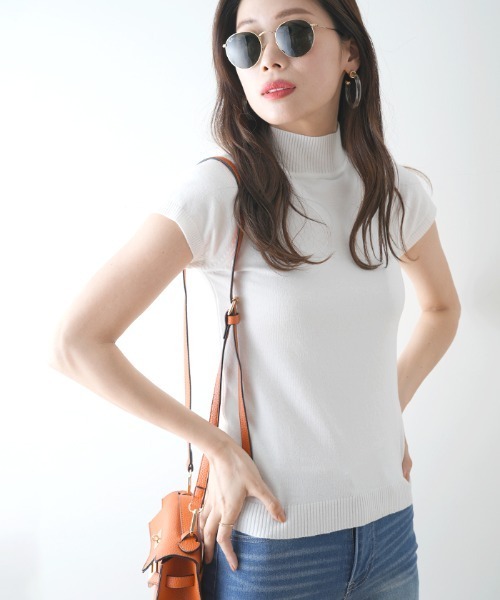 Futier land(フューティアランド)の「マシュマロタッチサマーニットトップス(Tシャツ/カットソー・レディース・ホワイト/ブラック/パープル/グリーン系その他/サーモンピンク/ピンク系その他/ライトブルー/グレイッシュベージュ/モカ/グリーン/ワインレッド/オリーブ・SMALL/MEDIUM/LARGE/X-LARGE)」の19枚目の写真