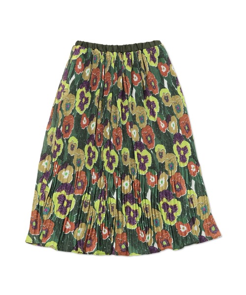 Design Tshirts Store graniph（デザイン　ティーシャツ　ストア　グラニフ）の「ブルーミングパンジー｜ソフトプリーツスカート（スカート・レディース・グリーン・FREE）」の2枚目の写真