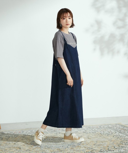 ONIGIRI（オニギリ）の「デニムジャンスカ（ジャンパースカート・レディース・ネイビー・MEDIUM/LARGE）」の4枚目の写真