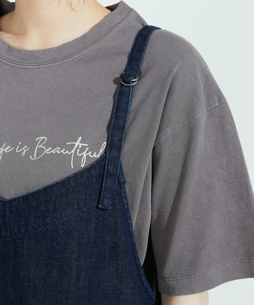 ONIGIRI（オニギリ）の「デニムジャンスカ（ジャンパースカート・レディース・ネイビー・MEDIUM/LARGE）」の9枚目の写真