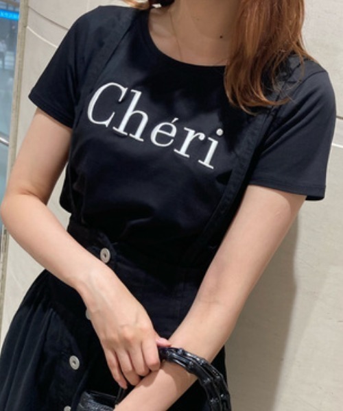 rienda(リエンダ)の「Cheri刺繍Tシャツ(Tシャツ/カットソー・レディース・ホワイト/ブラック/ライトブラウン・FREE)」の3枚目の写真