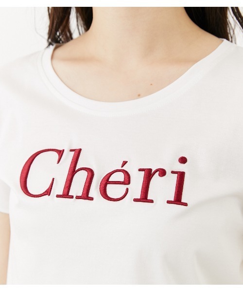 rienda(リエンダ)の「Cheri刺繍Tシャツ(Tシャツ/カットソー・レディース・ホワイト/ブラック/ライトブラウン・FREE)」の10枚目の写真