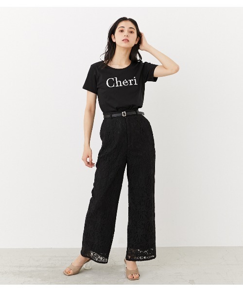 rienda(リエンダ)の「Cheri刺繍Tシャツ(Tシャツ/カットソー・レディース・ホワイト/ブラック/ライトブラウン・FREE)」の20枚目の写真