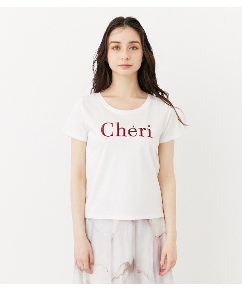 rienda(リエンダ)の「Cheri刺繍Tシャツ(Tシャツ/カットソー・レディース・ホワイト/ブラック/ライトブラウン・FREE)」の5枚目の写真