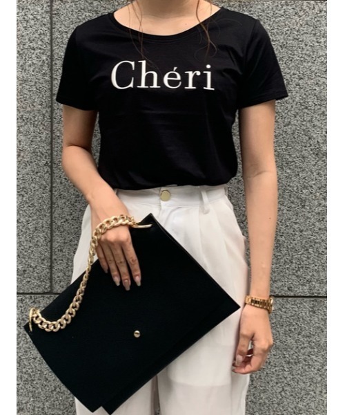 rienda(リエンダ)の「Cheri刺繍Tシャツ(Tシャツ/カットソー・レディース・ホワイト/ブラック/ライトブラウン・FREE)」の16枚目の写真