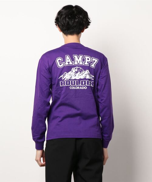 CAMP7(キャンプセブン)の「【CAMP7】バックロゴロンT(Tシャツ/カットソー・メンズ・パープル/ホワイト/ブラック・M/L/S/XL)」の4枚目の写真