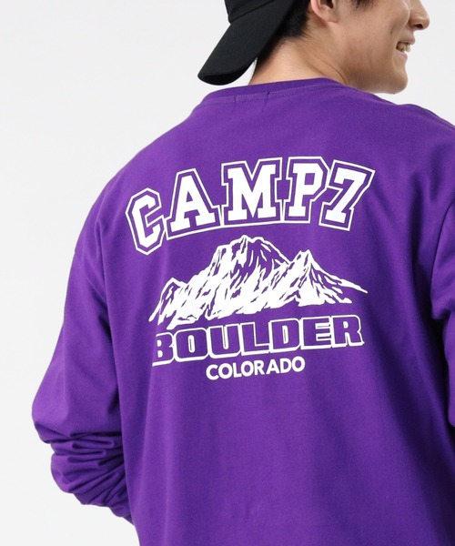 CAMP7(キャンプセブン)の「【CAMP7】バックロゴロンT(Tシャツ/カットソー・メンズ・パープル/ホワイト/ブラック・M/L/S/XL)」の3枚目の写真