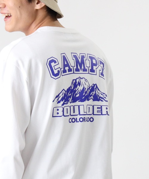 CAMP7(キャンプセブン)の「【CAMP7】バックロゴロンT(Tシャツ/カットソー・メンズ・パープル/ホワイト/ブラック・M/L/S/XL)」の1枚目の写真