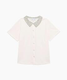 agnes b. | JF59 CHEMISE フラワープリント襟 半袖ブラウス(シャツ/ブラウス)