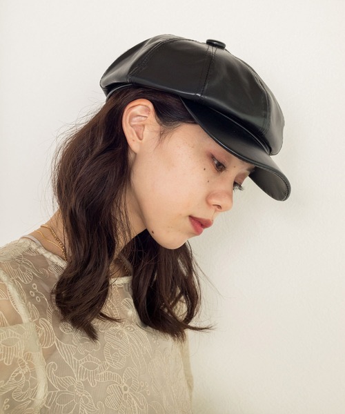 w closet（ダブルクローゼット）の「レザー風キャスケット（キャスケット・レディース・ブラック/キャメル・FREE）」の12枚目の写真