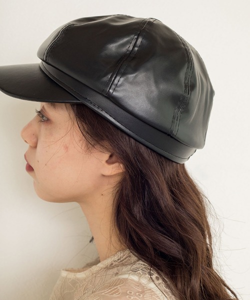 w closet（ダブルクローゼット）の「レザー風キャスケット（キャスケット・レディース・ブラック/キャメル・FREE）」の11枚目の写真