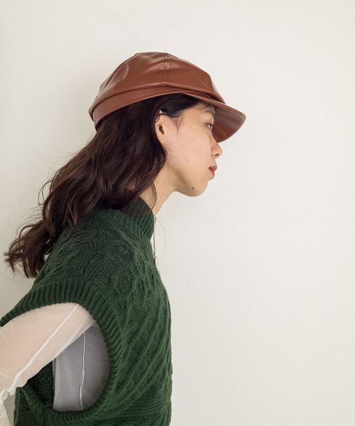 w closet（ダブルクローゼット）の「レザー風キャスケット（キャスケット・レディース・ブラック/キャメル・FREE）」の17枚目の写真