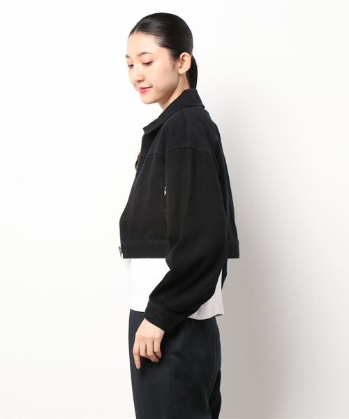 one way(ワンウェイ)の「【oneway Jeans】加工ありツイルショート丈ジャケット(その他アウター・レディース・ブラック/ライトブルー・FREE)」の4枚目の写真