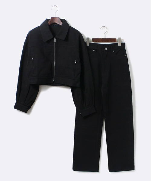 one way(ワンウェイ)の「【oneway Jeans】加工ありツイルショート丈ジャケット(その他アウター・レディース・ブラック/ライトブルー・FREE)」の2枚目の写真