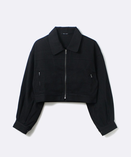 one way(ワンウェイ)の「【oneway Jeans】加工ありツイルショート丈ジャケット(その他アウター・レディース・ブラック/ライトブルー・FREE)」の7枚目の写真