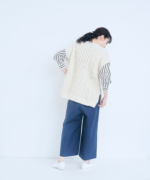 NIMES（ニーム）の「サイドスリットボーダープルオーバー（Tシャツ/カットソー・レディース・ホワイト/ブラック/ネイビー/ブルー・F）」の16枚目の写真