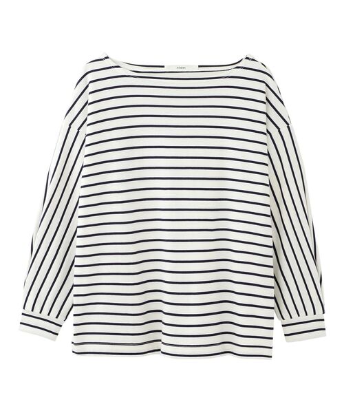 NIMES（ニーム）の「サイドスリットボーダープルオーバー（Tシャツ/カットソー・レディース・ホワイト/ブラック/ネイビー/ブルー・F）」の21枚目の写真