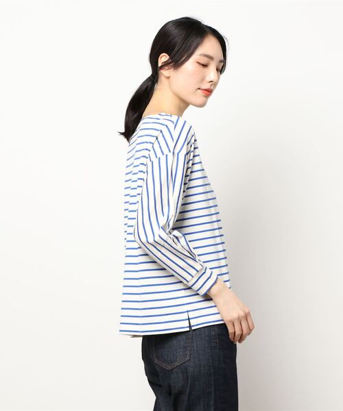 NIMES（ニーム）の「サイドスリットボーダープルオーバー（Tシャツ/カットソー・レディース・ホワイト/ブラック/ネイビー/ブルー・F）」の18枚目の写真