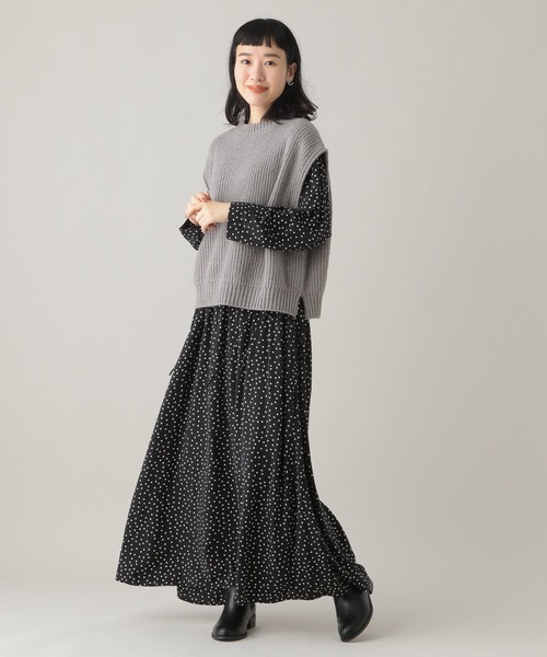 studio CLIP(スタディオクリップ)の「《Natural by studio CLIP》レーヨンドットドロストワンピース(ワンピース・レディース・ブラウン/ブラック・FREE)」の13枚目の写真