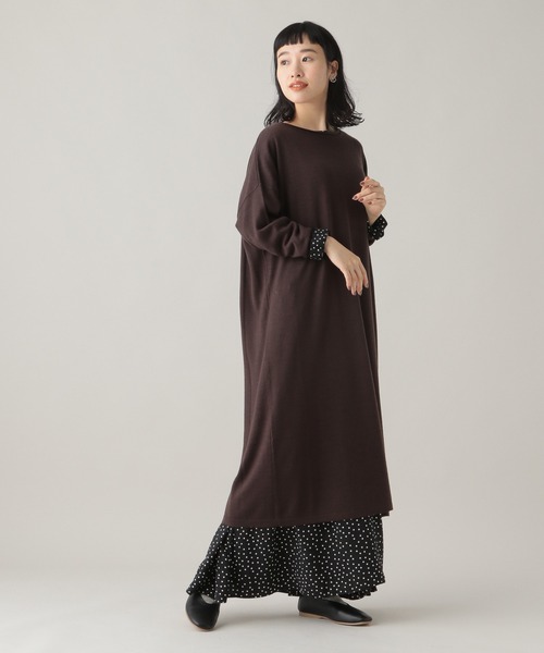 studio CLIP(スタディオクリップ)の「《Natural by studio CLIP》レーヨンドットドロストワンピース(ワンピース・レディース・ブラウン/ブラック・FREE)」の3枚目の写真
