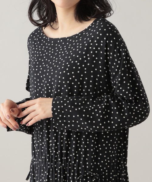 studio CLIP(スタディオクリップ)の「《Natural by studio CLIP》レーヨンドットドロストワンピース(ワンピース・レディース・ブラウン/ブラック・FREE)」の6枚目の写真