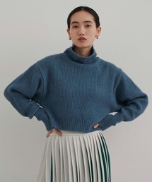 ラクーンクロップドタートルネックニットトップ