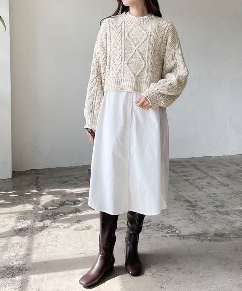 LIAN（リアン）の「【yuiさんコラボ】ミックスカラーケーブルニット（ニット/セーター・レディース・ベージュ/オートミール・FREE）」の8枚目の写真