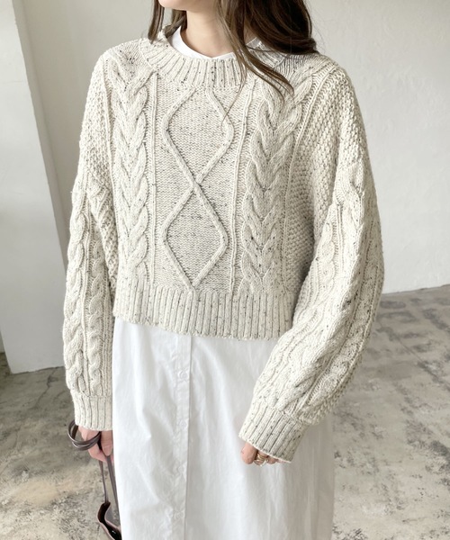 LIAN（リアン）の「【yuiさんコラボ】ミックスカラーケーブルニット（ニット/セーター・レディース・ベージュ/オートミール・FREE）」の18枚目の写真