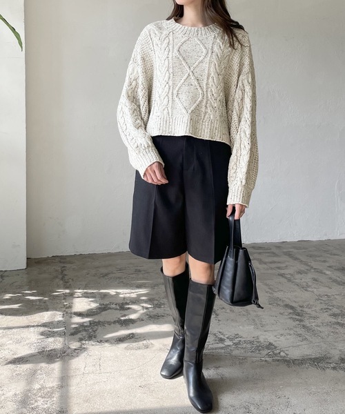 LIAN（リアン）の「【yuiさんコラボ】ミックスカラーケーブルニット（ニット/セーター・レディース・ベージュ/オートミール・FREE）」の16枚目の写真