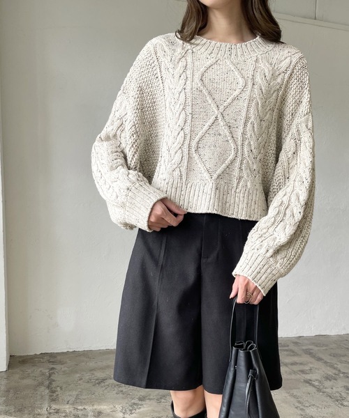 LIAN（リアン）の「【yuiさんコラボ】ミックスカラーケーブルニット（ニット/セーター・レディース・ベージュ/オートミール・FREE）」の14枚目の写真