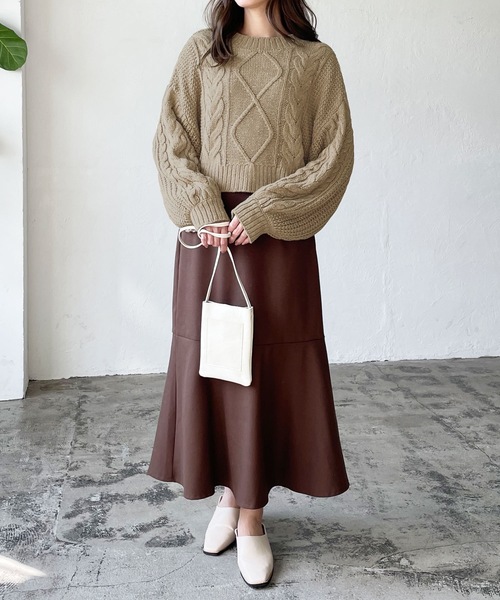 LIAN（リアン）の「【yuiさんコラボ】ミックスカラーケーブルニット（ニット/セーター・レディース・ベージュ/オートミール・FREE）」の9枚目の写真